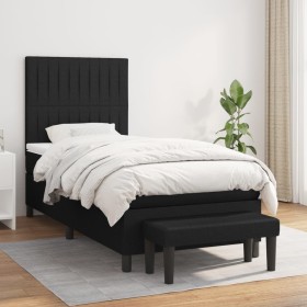 Box spring bed with black fabric mattress 100x200 cm by , Beds and slatted bases - Ref: Foro24-3136735, Price: 374,23 €, Disc...