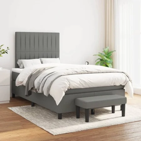 Box spring bed with dark gray fabric mattress 120x200 cm by , Beds and slatted bases - Ref: Foro24-3136742, Price: 426,36 €, ...