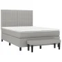 Box spring bed with light gray fabric mattress 140x190 cm by , Beds and slatted bases - Ref: Foro24-3136749, Price: 547,36 €,...