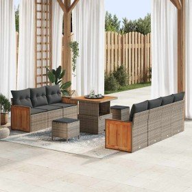 Conjunto de sofá de jardín 10 pcs Gris Gris oscuro en Sofás de exterior | Comprar online en Foro24