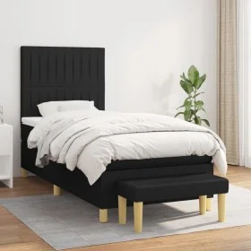 Box spring bed with black fabric mattress 100x200 cm by , Beds and slatted bases - Ref: Foro24-3137295, Price: 348,14 €, Disc...