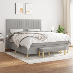 Box spring bed with light gray fabric mattress 160x200 cm by , Beds and slatted bases - Ref: Foro24-3137325, Price: 590,87 €,...