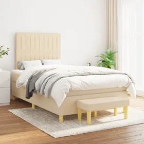 Box spring bed with cream fabric mattress 120x200 cm by , Beds and slatted bases - Ref: Foro24-3137306, Price: 449,03 €, Disc...