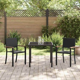 Conjunto de Comedor de Jardín 3 pcs Negro Poliratán en Conjuntos de jardín | Comprar online en Foro24