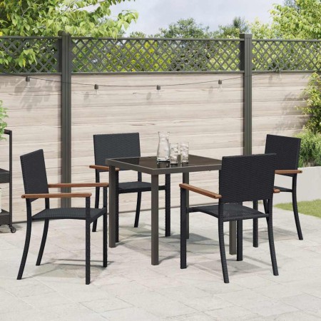 Conjunto de Comedor de Jardín 5 pcs Negro Poliratán en Conjuntos de jardín | Comprar online en Foro24