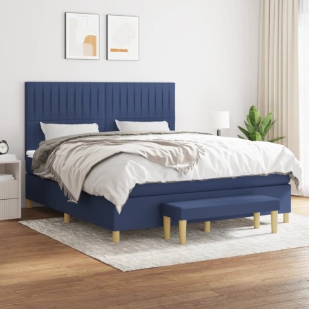 Box spring bed with blue fabric mattress 160x200 cm by , Beds and slatted bases - Ref: Foro24-3137331, Price: 597,55 €, Disco...