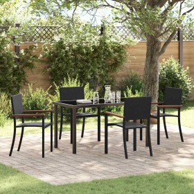 Conjunto de Comedor de Jardín 5 pcs Negro Poliratán