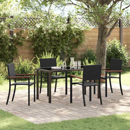 Conjunto de Comedor de Jardín 5 pcs Negro Poliratán en Conjuntos de jardín | Comprar online en Foro24