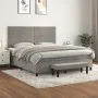 Box spring bed with light gray velvet mattress 160x200 cm by , Beds and slatted bases - Ref: Foro24-3137911, Price: 540,23 €,...