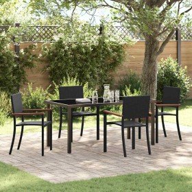 Conjunto de Comedor de Jardín 5 pcs Negro Poliratán