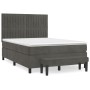 Box spring bed with dark gray velvet mattress 140x200 cm by , Beds and slatted bases - Ref: Foro24-3137966, Price: 528,96 €, ...