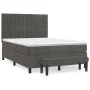 Box spring bed with dark gray velvet mattress 140x200 cm by , Beds and slatted bases - Ref: Foro24-3137966, Price: 510,04 €, ...