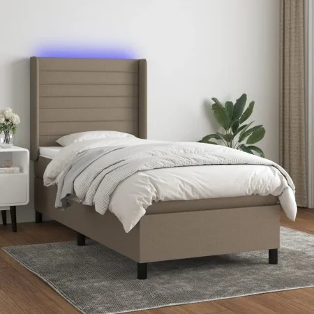 Box spring bed with mattress and taupe gray LED lights 80x200 cm by , Beds and slatted bases - Ref: Foro24-3138353, Price: 38...