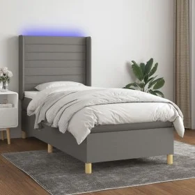 Box spring bed mattress and LED lights dark gray fabric 80x200 cm by , Beds and slatted bases - Ref: Foro24-3138910, Price: 3...