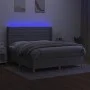 Box spring bed mattress and LED lights light gray fabric 160x200 cm by , Beds and slatted bases - Ref: Foro24-3138965, Price:...
