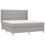 Box spring bed mattress and LED lights light gray fabric 160x200 cm by , Beds and slatted bases - Ref: Foro24-3138965, Price:...