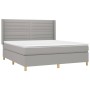 Boxspringbettmatratze und LED-Leuchten aus hellgrauem Stoff 160x200 cm von , Betten und Lattenroste - Ref: Foro24-3138965, Pr...