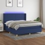 Box spring bed mattress and LED lights blue fabric 160x200 cm by , Beds and slatted bases - Ref: Foro24-3138971, Price: 568,7...