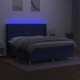 Box spring bed mattress and LED lights blue fabric 160x200 cm by , Beds and slatted bases - Ref: Foro24-3138971, Price: 568,7...