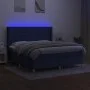 Boxspringbettmatratze und LED-Leuchten aus blauem Stoff 160x200 cm von , Betten und Lattenroste - Ref: Foro24-3138971, Preis:...