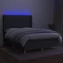 Box spring bed mattress and LED lights dark gray fabric 140x190 cm by , Beds and slatted bases - Ref: Foro24-3139030, Price: ...