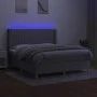 Box spring bed mattress and LED lights light gray fabric 160x200 cm by , Beds and slatted bases - Ref: Foro24-3139045, Price:...