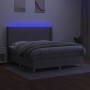 Boxspringbettmatratze und LED-Leuchten aus hellgrauem Stoff 160x200 cm von , Betten und Lattenroste - Ref: Foro24-3139045, Pr...