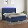Box spring bed mattress and LED lights blue fabric 160x200 cm by , Beds and slatted bases - Ref: Foro24-3139051, Price: 564,9...