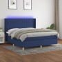 Cama box spring colchón y luces LED tela azul 160x200 cm de , Camas y somieres - Ref: Foro24-3139051, Precio: 569,91 €