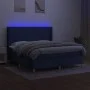 Box spring bed mattress and LED lights blue fabric 160x200 cm by , Beds and slatted bases - Ref: Foro24-3139051, Price: 564,9...