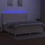 Box spring bed mattress and LED lights cream fabric 200x200 cm by , Beds and slatted bases - Ref: Foro24-3139066, Price: 640,...