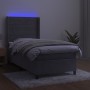 Box spring bed with mattress and LED light gray velvet 80x200 cm by , Beds and slatted bases - Ref: Foro24-3139589, Price: 32...