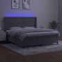 Box spring bed with mattress and LED light gray velvet 160x200 cm by , Beds and slatted bases - Ref: Foro24-3139631, Price: 5...