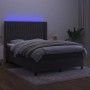 Box spring bed with mattress and LED dark gray velvet 140x200 cm by , Beds and slatted bases - Ref: Foro24-3139686, Price: 50...