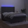 Box spring bed with mattress and LED dark gray velvet 140x200 cm by , Beds and slatted bases - Ref: Foro24-3139686, Price: 48...