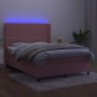 Box spring bed with mattress and LED pink velvet 140x190 cm by , Beds and slatted bases - Ref: Foro24-3139684, Price: 524,87 ...