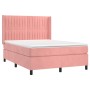 Box spring bed with mattress and LED pink velvet 140x190 cm by , Beds and slatted bases - Ref: Foro24-3139684, Price: 524,87 ...
