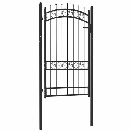 Puerta de valla con picos acero negro 100x175 cm