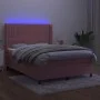 Box spring bed with mattress and LED pink velvet 140x200 cm by , Beds and slatted bases - Ref: Foro24-3139690, Price: 496,67 ...