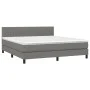 Box spring bed with dark gray fabric mattress 160x200 cm by , Beds and slatted bases - Ref: Foro24-3140226, Price: 510,10 €, ...