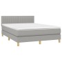 Box spring bed with light gray fabric mattress 140x200 cm by , Beds and slatted bases - Ref: Foro24-3140777, Price: 427,83 €,...