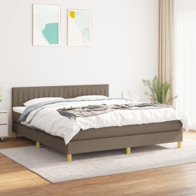 Box spring bed with taupe gray fabric mattress 160x200 cm by , Beds and slatted bases - Ref: Foro24-3140789, Price: 505,45 €,...