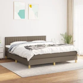 Box spring bed with taupe gray fabric mattress 160x200 cm by , Beds and slatted bases - Ref: Foro24-3140789, Price: 492,42 €,...