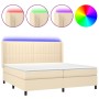 Box spring bed mattress and LED lights cream fabric 200x200 cm by , Beds and slatted bases - Ref: Foro24-3138506, Price: 636,...