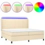 Box spring bed mattress and LED lights cream fabric 200x200 cm by , Beds and slatted bases - Ref: Foro24-3138506, Price: 638,...