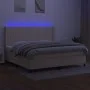 Box spring bed mattress and LED lights cream fabric 200x200 cm by , Beds and slatted bases - Ref: Foro24-3138506, Price: 638,...