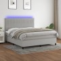 Box spring bed mattress and LED lights light gray fabric 160x200 cm by , Beds and slatted bases - Ref: Foro24-3135045, Price:...