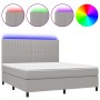 Box spring bed mattress and LED lights light gray fabric 160x200 cm by , Beds and slatted bases - Ref: Foro24-3135045, Price:...