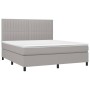 Box spring bed mattress and LED lights light gray fabric 160x200 cm by , Beds and slatted bases - Ref: Foro24-3135045, Price:...