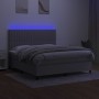 Box spring bed mattress and LED lights light gray fabric 160x200 cm by , Beds and slatted bases - Ref: Foro24-3135045, Price:...